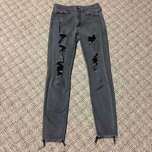 AERO High Rise Black Washed Distressed Stretch Jeans * Size 2
